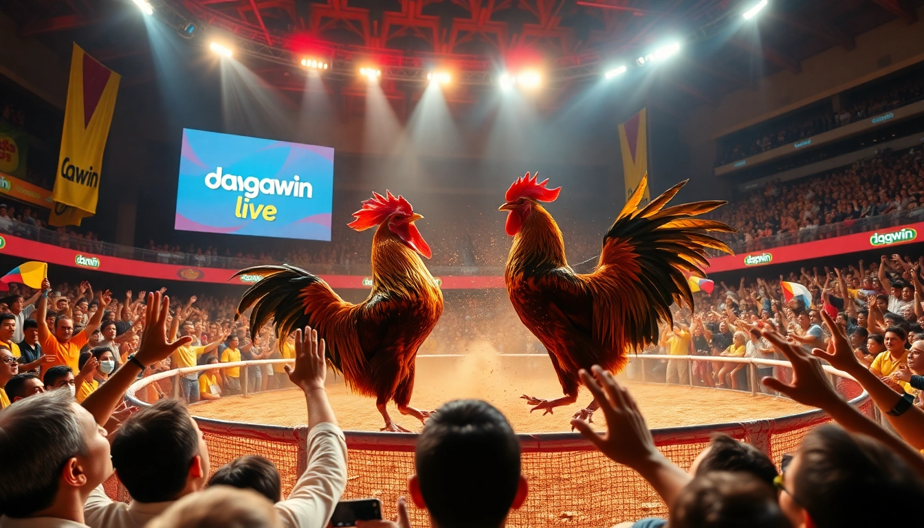 Experience live cockfighting excitement at dagawin.live with roaring crowds and vibrant action.
