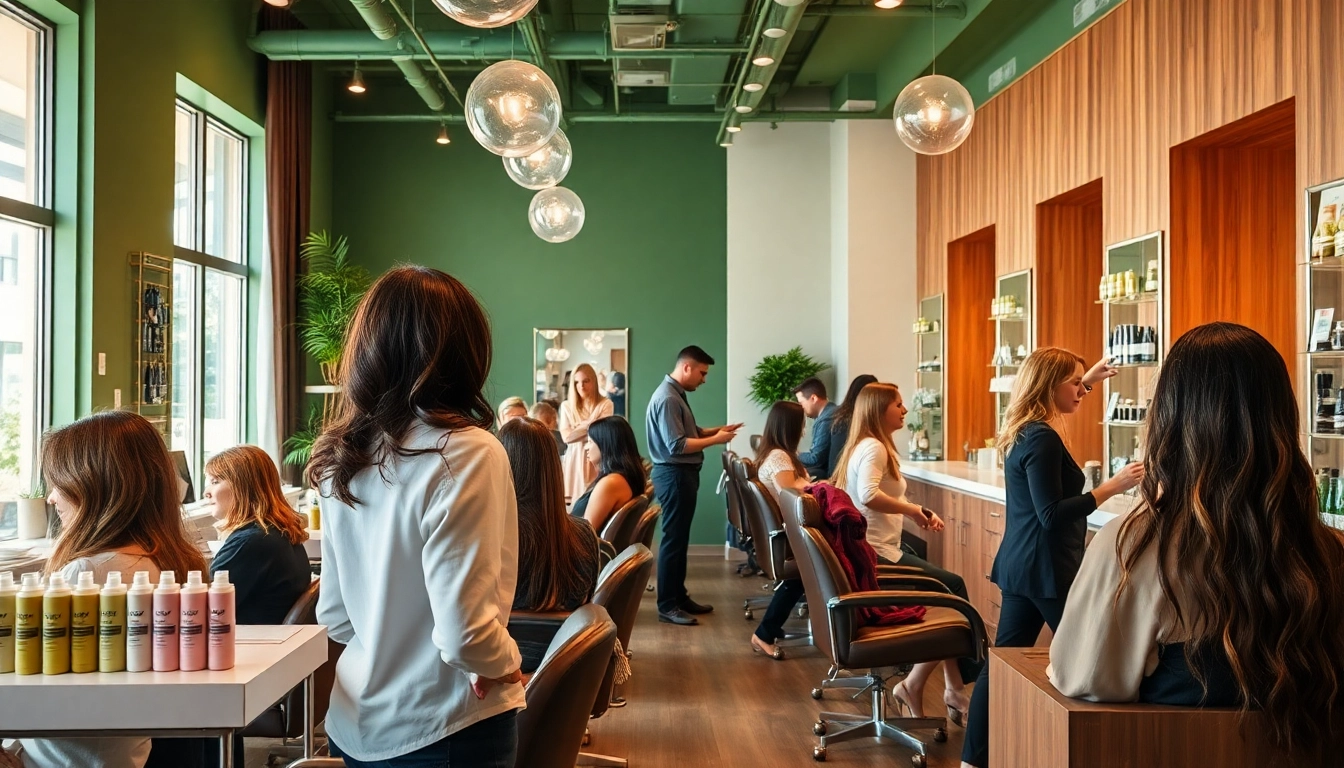 Experience luxury at the best hair salon San Diego with happy clients enjoying expert hair services.