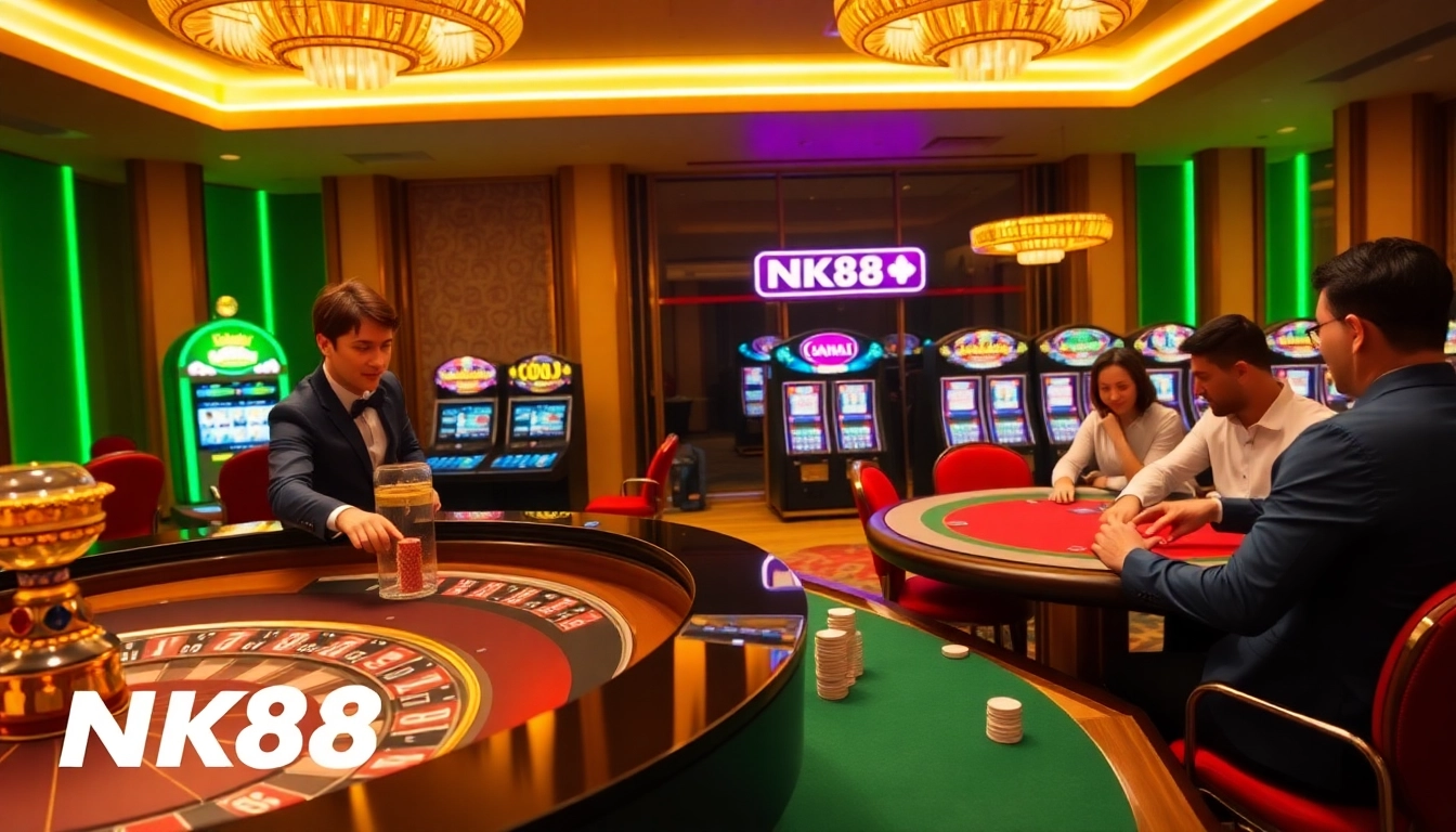 Engage in thrilling online gambling at NK88 with vibrant poker games and roulette excitement.