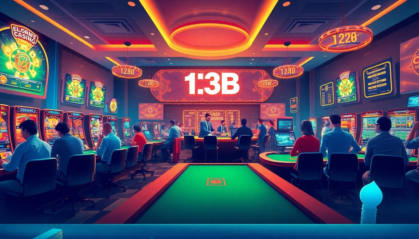 Exciting scene of the online casino environment at 123B, featuring vibrant gaming elements and engaging players.