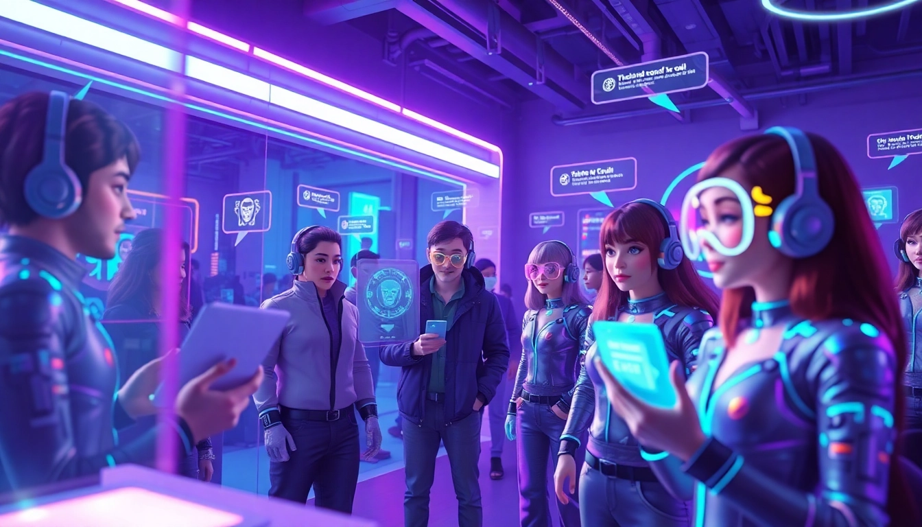 Interactive scene displaying character AI NSFW avatars engaging in vibrant digital chats.